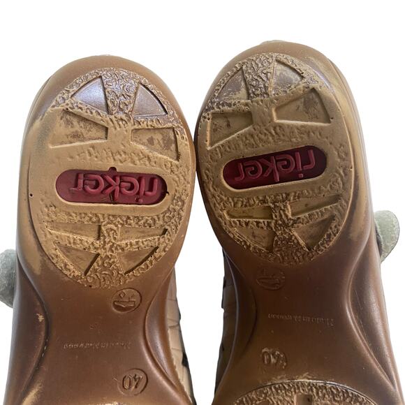 RIEKER Size 40 Mary Janes Leather Cut Out Upper Comfort Shoes Tan Boho Doris - Picture 8 of 10
